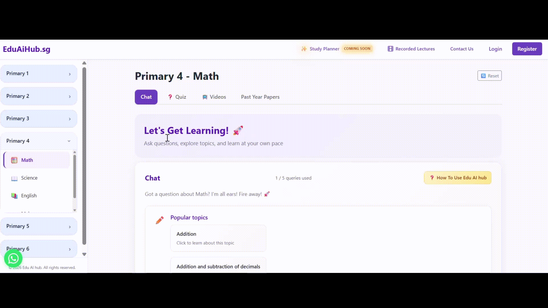 Ask the AI tutor demo
